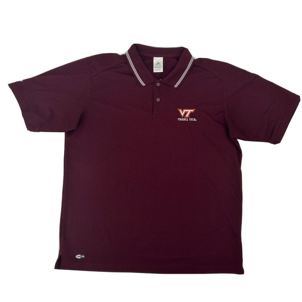 adidas Shirt Men's Virginia Tech Hokies L Maroon Short Sleeve Polo